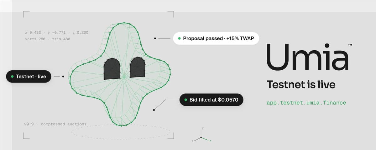 Umia launches public testnet for token auctions and decision-market governance